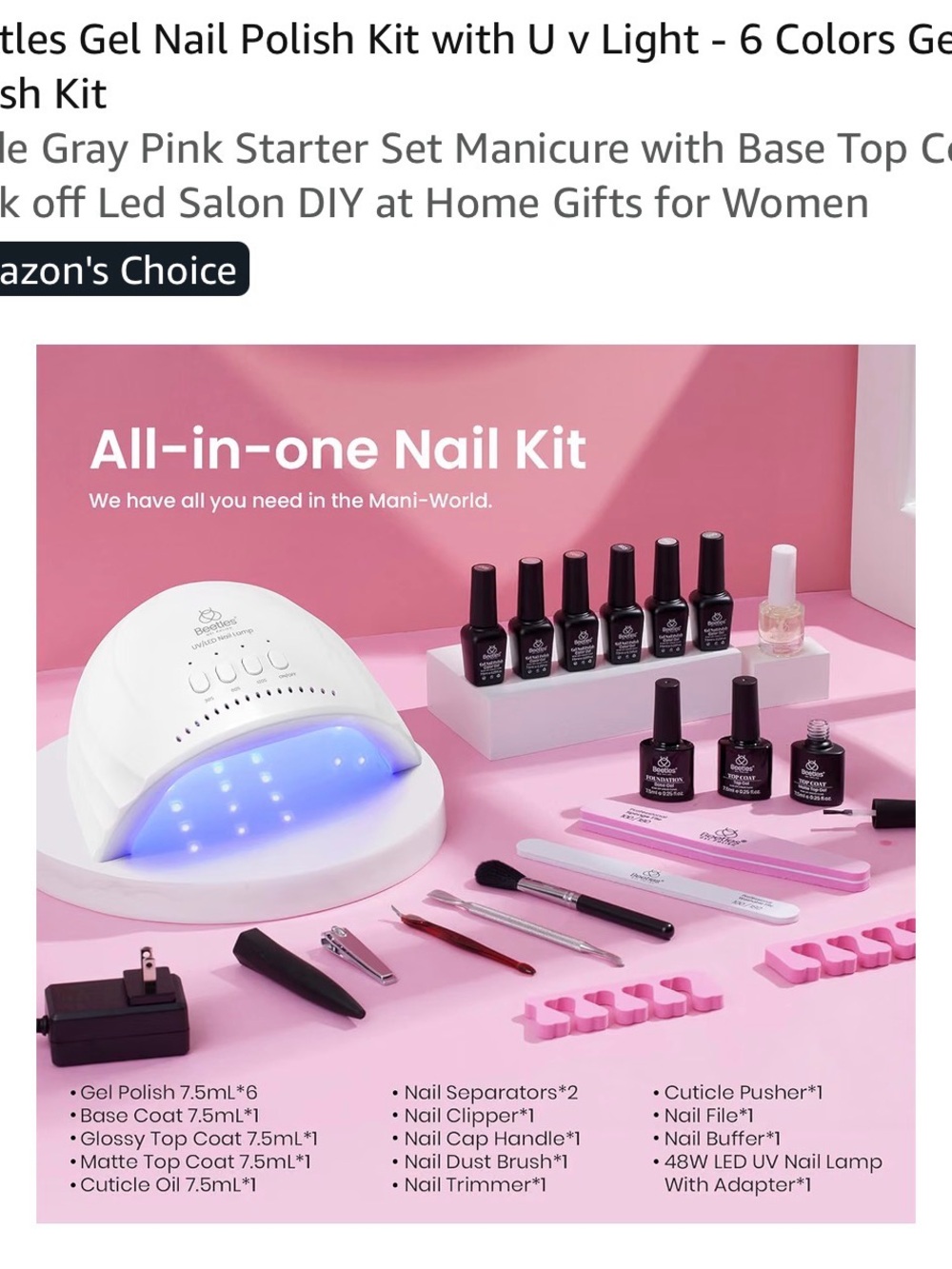 Beetles All-in-one Nail Kit with LED UV Lamp and extra Gel Polish Set